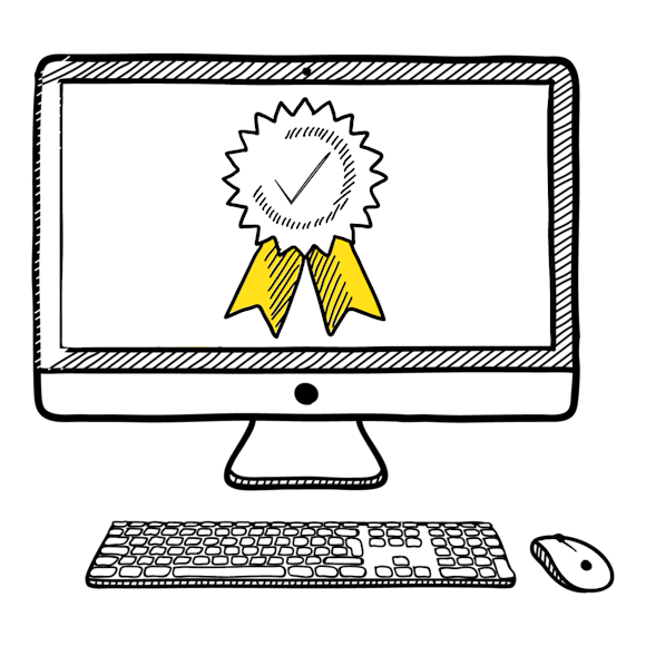 desktop with ribbon on screen