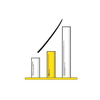 What is General Data Protection Regulation  - Simple bar graph with three columns showing an upward trend, with the middle column highlighted in yellow