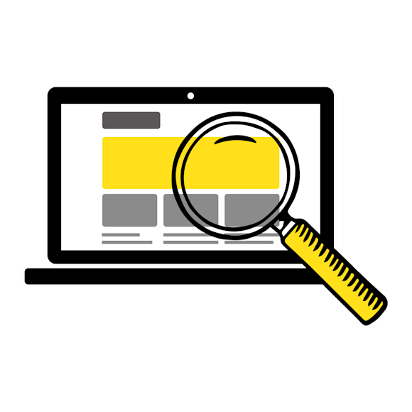 magnifying glass and computer graphic