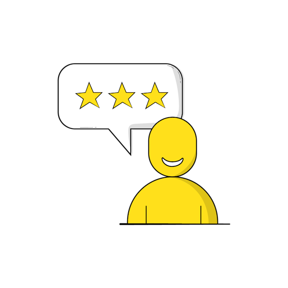 Customer graphic with message bubble over them