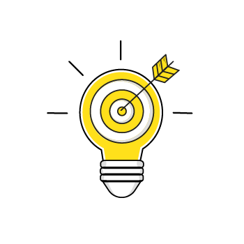 improve social posts - Yellow lightbulb with bullseye target and arrow in center