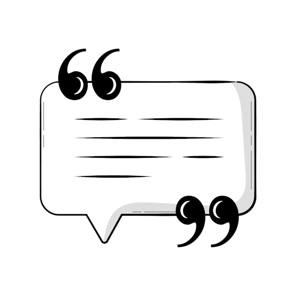 brand slogan - A simple black and white quotation mark design with large double quotes