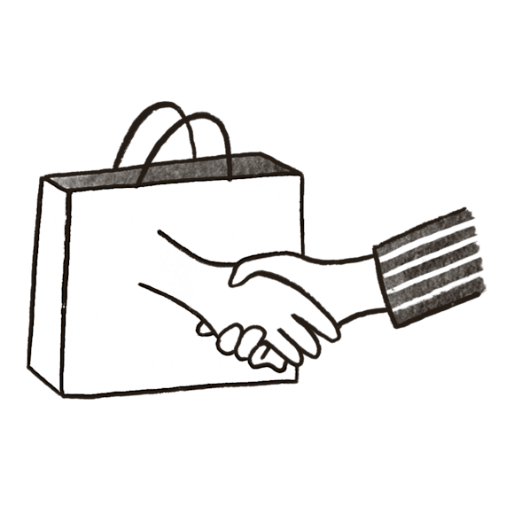 Handshake with shopping bag