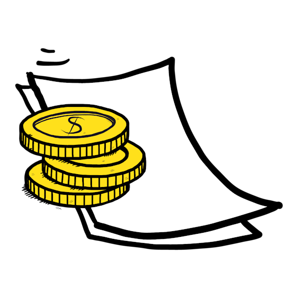Graphic of papers and money next to it