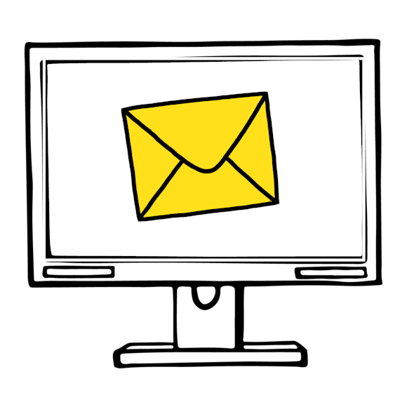 Computer screen envelop with letter icon