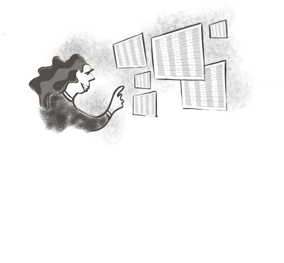 Woman analyzing data on tables