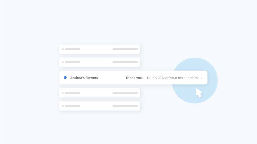 Image of a thank you from a customer