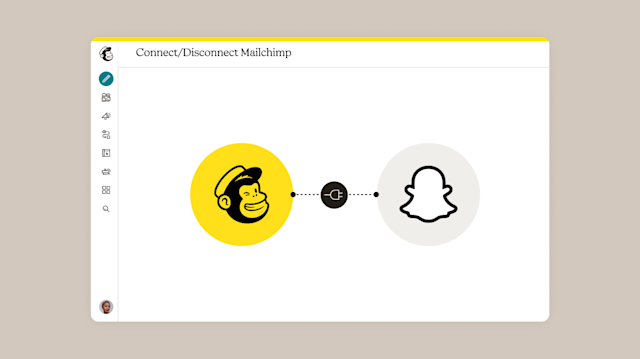 Mailchimp integration dashboard where marketers can connect or disconnect Mailchimp to Snapchat.