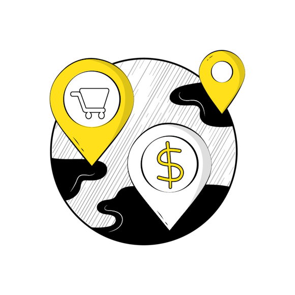 Globe with pins on different locations