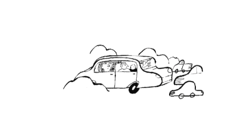 A car driving while avoiding traffic along the way