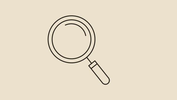 A stylized magnifying glass icon that represents feedback intake.