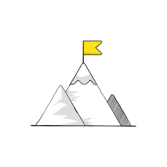 Mountain with a flag on top