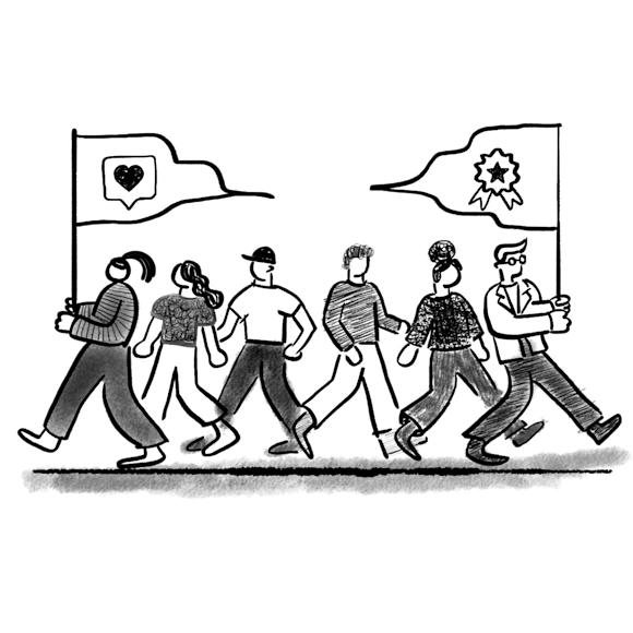 Group of people with flags