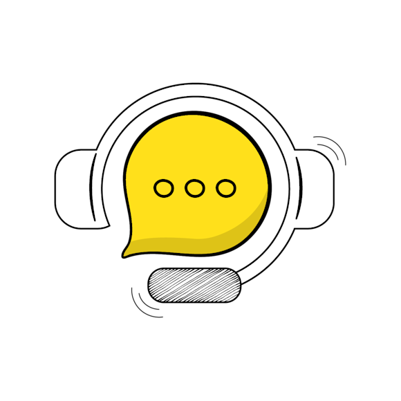 text bubble with headset