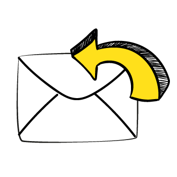 An envelope with an arrow pointing towards it