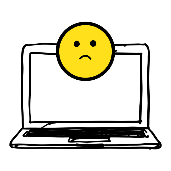 face frowning, laptop