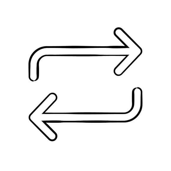 XML for messaging - Two black line drawings of arrows facing opposite directions