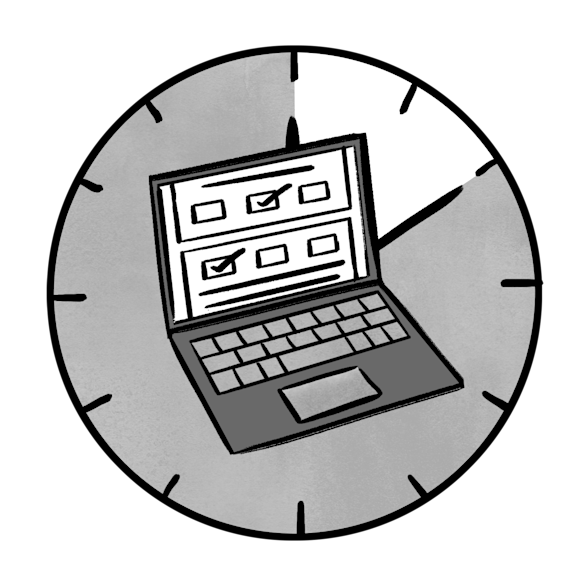 Clock and laptop