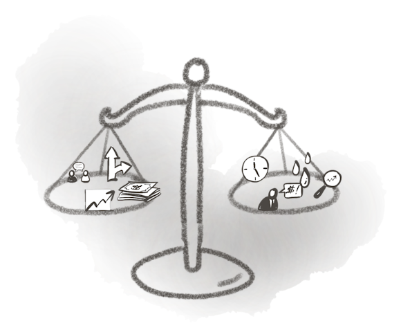 scale weighing benefits of venture capital funding