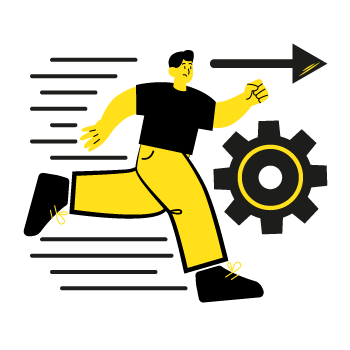 personalization - Abstract illustration a human and gear in motion