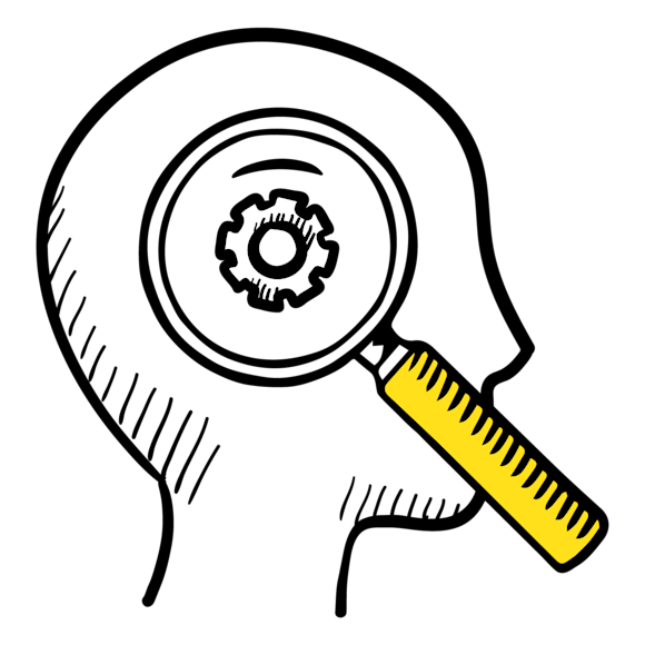 graphic of a head and magnifying glass
