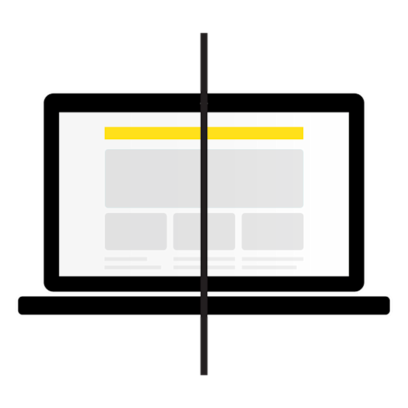 Graphic of a computer screen showing split testing
