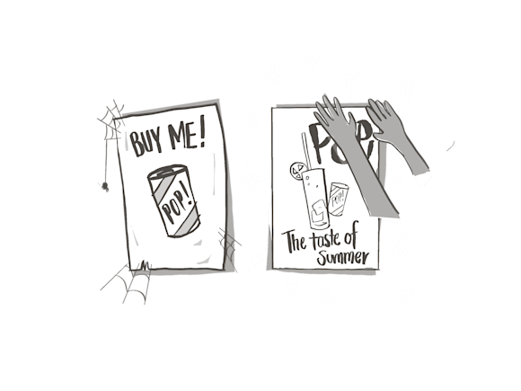 Advertisement with spiderwebs