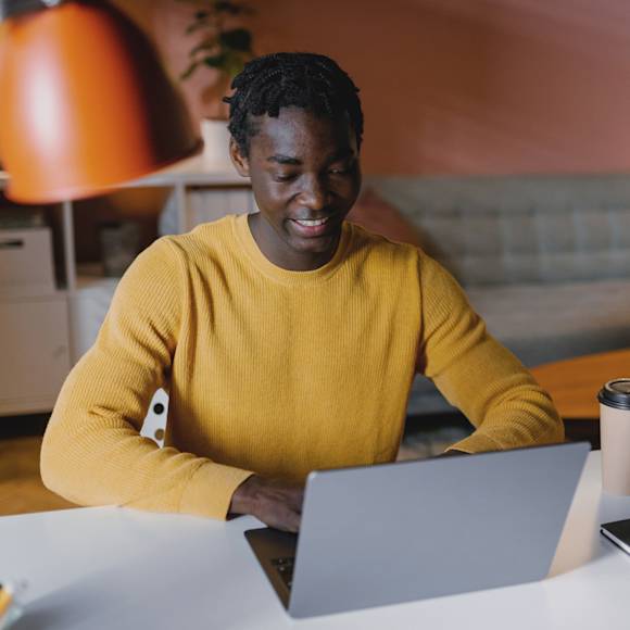 Man working on laptop