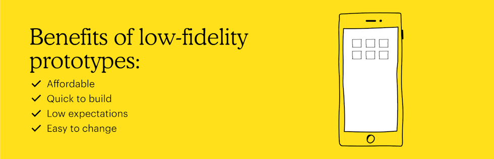 Graphic with the headline: Benefits of low-fidelity prototypes