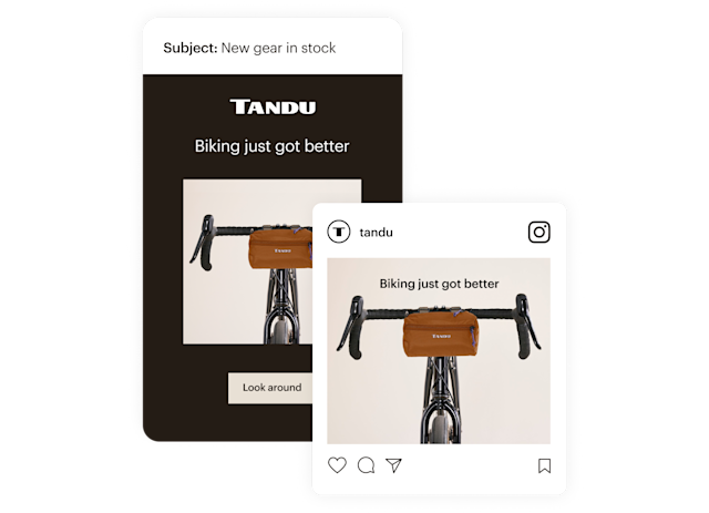 Marketing email and Instagram ad using the same product image.