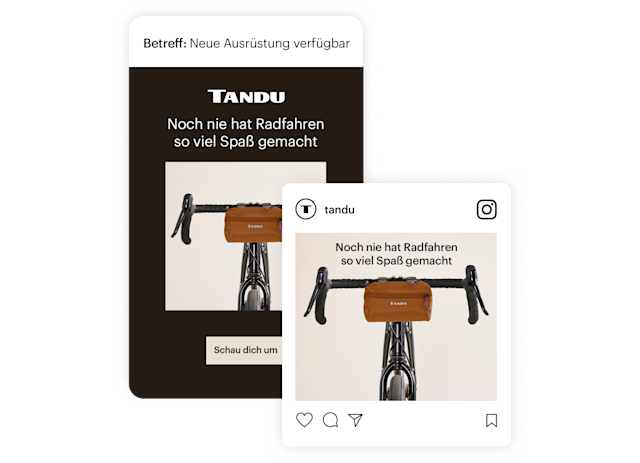 Marketing-E-Mail und Instagram-Ad mit demselben Produktbild.