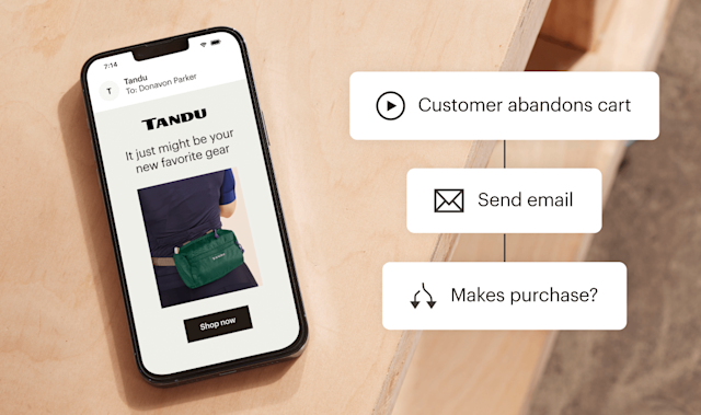 A Customer Journey automation being used to send an email when a customer abandons their online shopping cart.