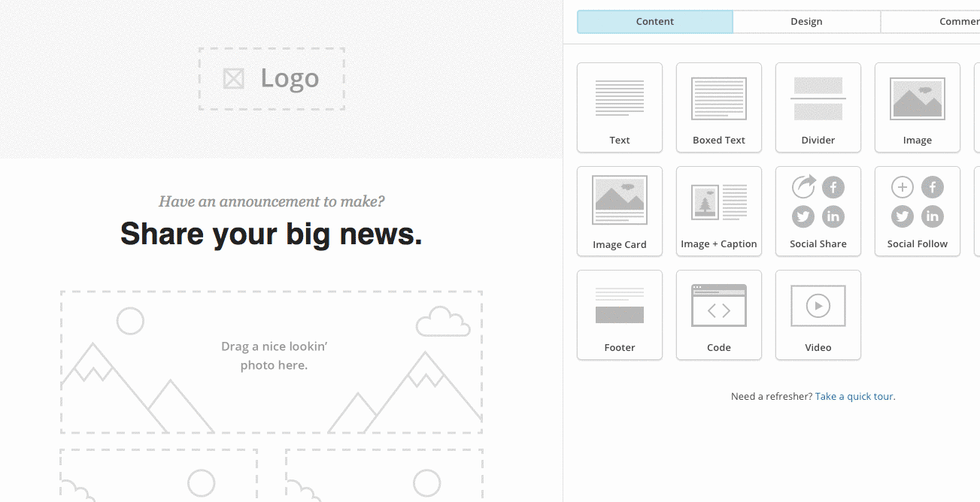 Gif of Mailchimp's web application creating an email