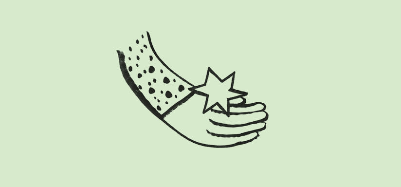 Illustration of a hand holding a star.