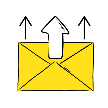 send emails - illustration of an envelope with send arrows