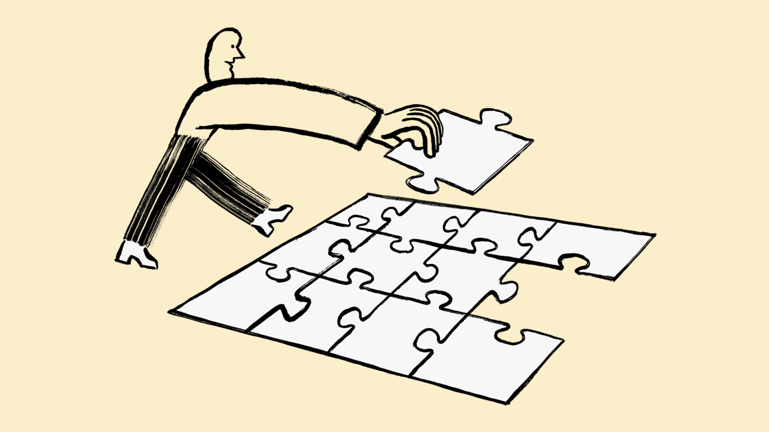 Person completing puzzle.