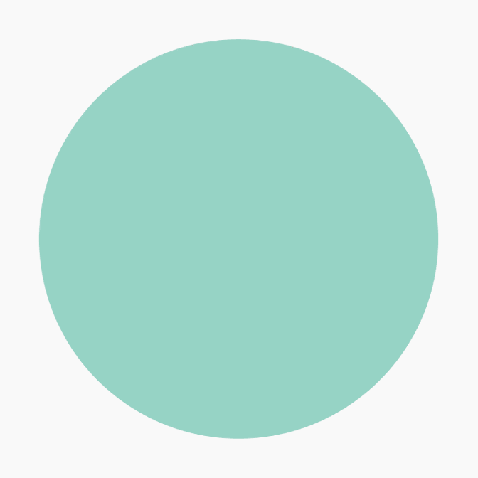 A solid mint green circle on a white background with a chimpanzee hand waving 