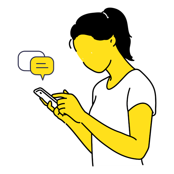 woman interacting with a phone