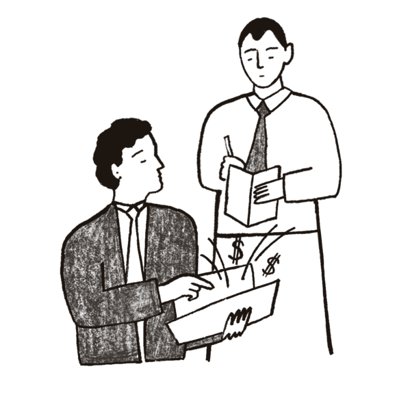 Two men working out a sponsorship deal