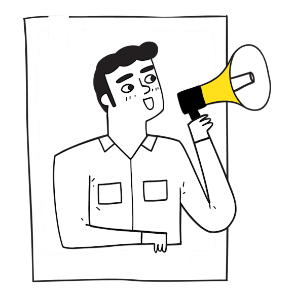 person with megaphone