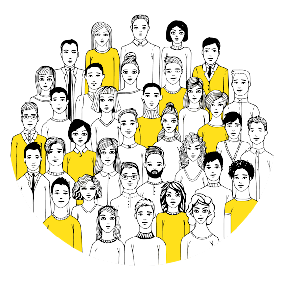 Group of people standing together graphic