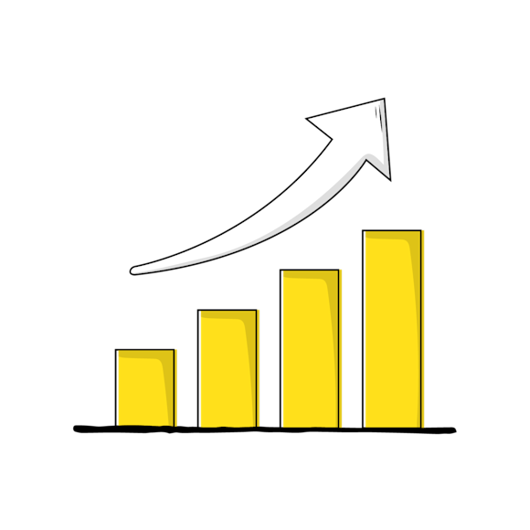 Bar chart with arrow