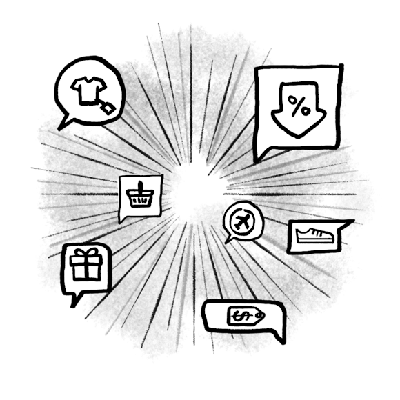 Different images of promotional text messages