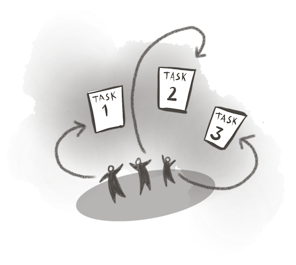 People with three tasks above