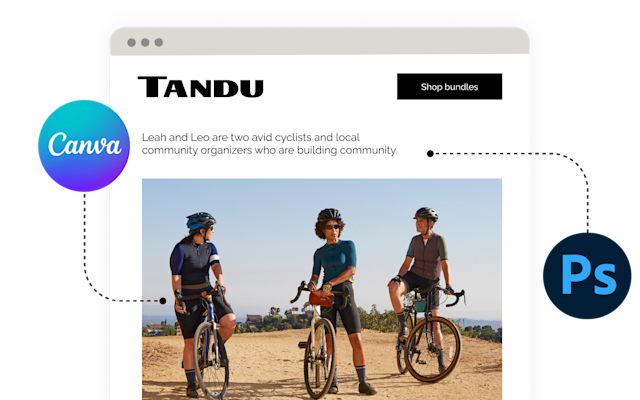 Integrations Dynamic Content Abstract UI Sawyer's Bakeshop Static "Connect your creative tools"