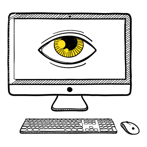 computer with an eye on the screen