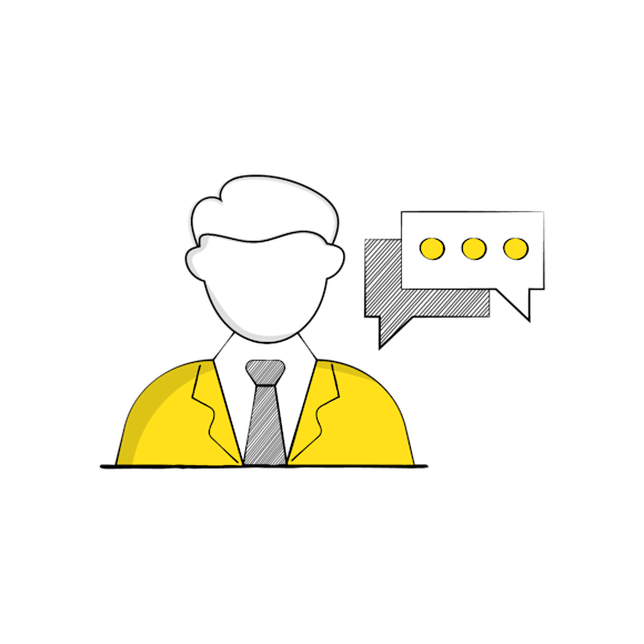 Icon of a man with a speech bubble