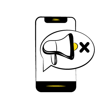 better ad quality  - illustration of a smartphone with a chat bubble and megaphone inside with an x symbol