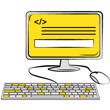 WYSIWYG editor - computer illustration with code on screen
