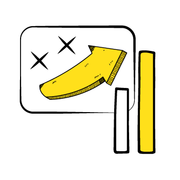choose a brand color - illustration of an arrow pointing diagonally upwards, and two bar lines in a graph